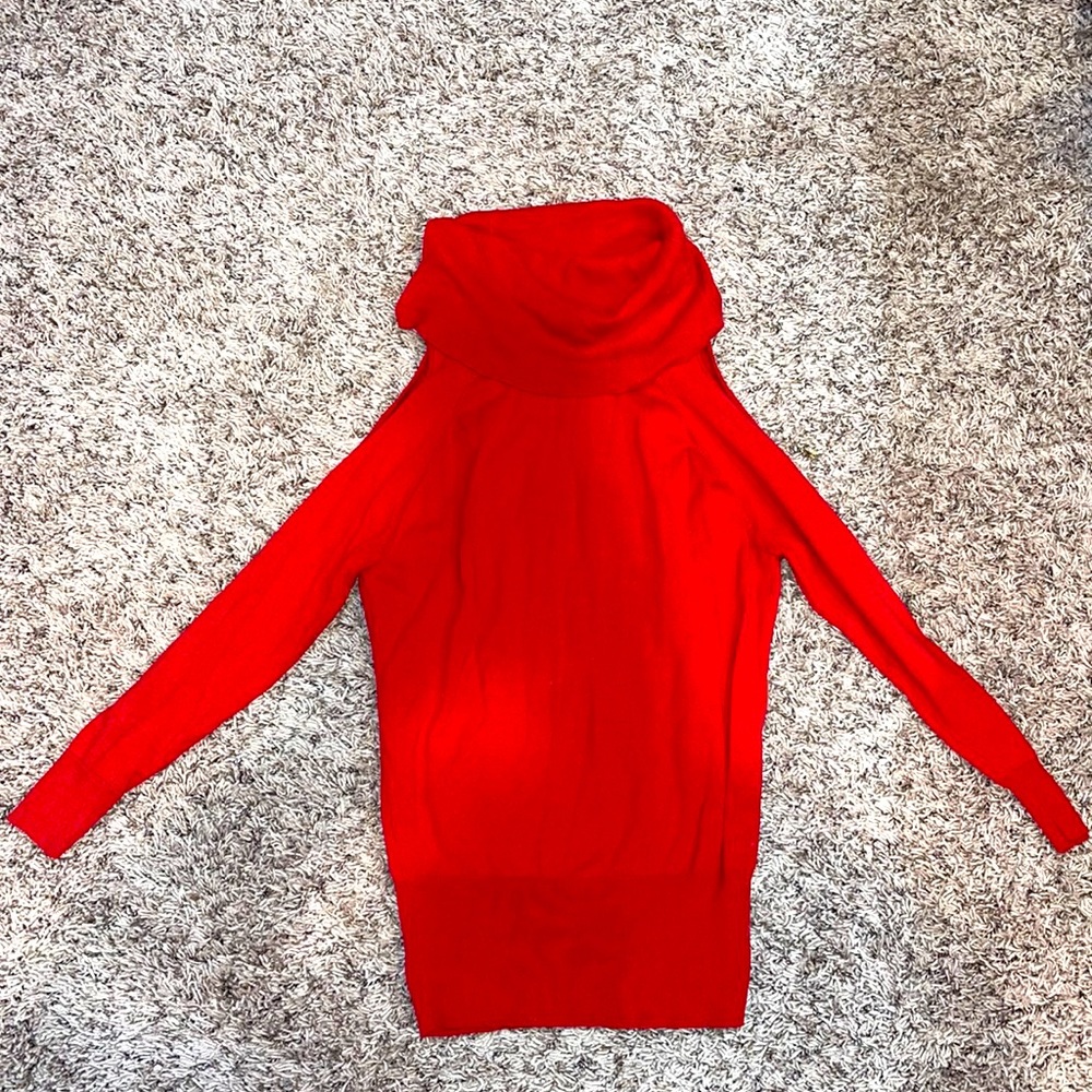 Crimson Red Cowl Neck Cold shoulder tunic